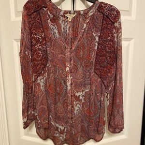 Lucky Tunic LS Top Paisley Print Lightweight Sz. M